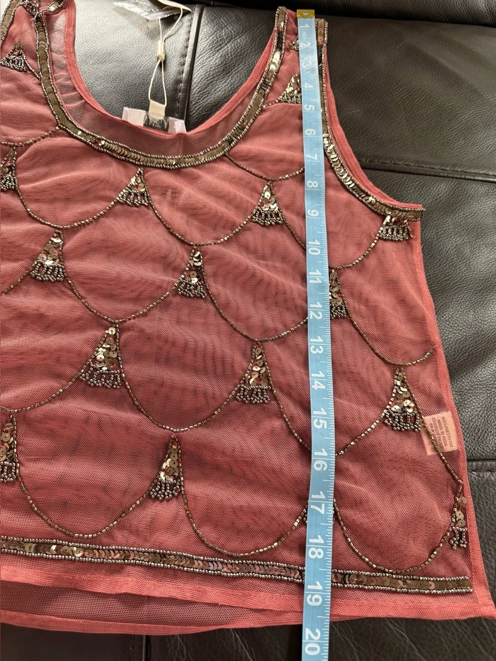 Anthropologie Mahila Beaded Sheer Tank Size S - Picture 9 of 9